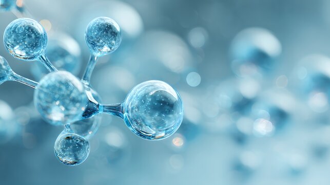 Close-Up View of Molecule Structure in Blue Abstract Background