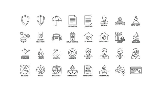 Insurance concepts and symbols for business and financial planning