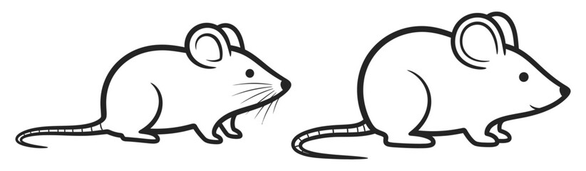 Obraz premium Two cartoon mice standing side by side in a simple black and white drawing