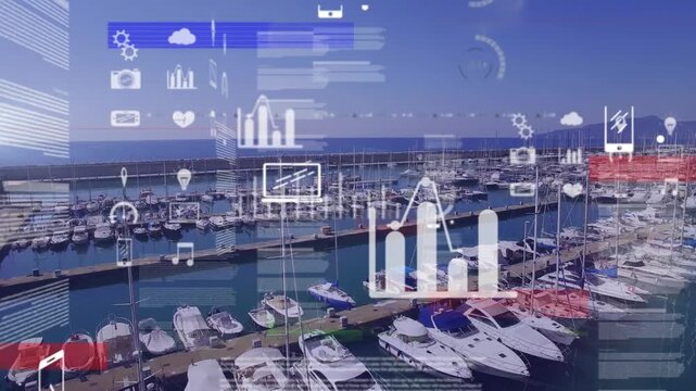 Animation of statistic and data processing over landscape