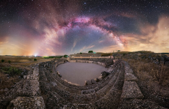 Milky Way Arc Over Historic Segobriga Ruins &ndash; Stunning Night Panorama