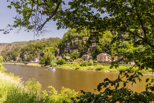 Hrensko village in Labe (Elbe) river valley, Czechia