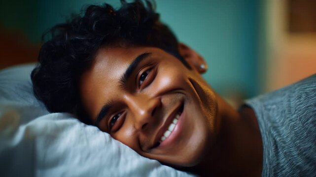 Capturing the Journey from Dreaming to Awakening: A Visual Representation of Sleep to Joyful Realization in Two Frames.