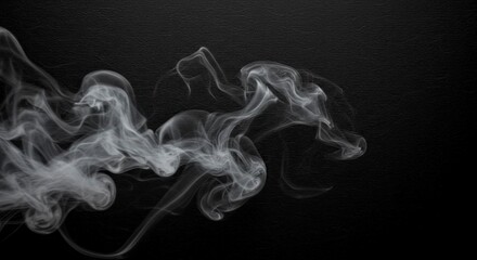 Fototapeta premium Ethereal White Smoke Swirls on Black Textured Background
