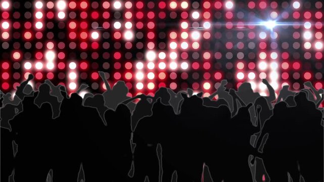 Animation of light spots over people dancing