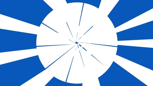 Animation of camera lens icon over radial rays against blue background