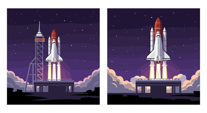 Space Shuttle Launch at Night