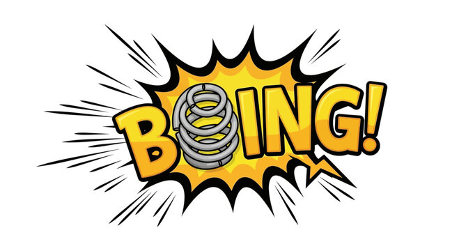 Boing comic sound effect with spring illustration.