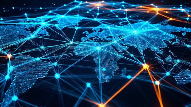 Global network connections on digital map