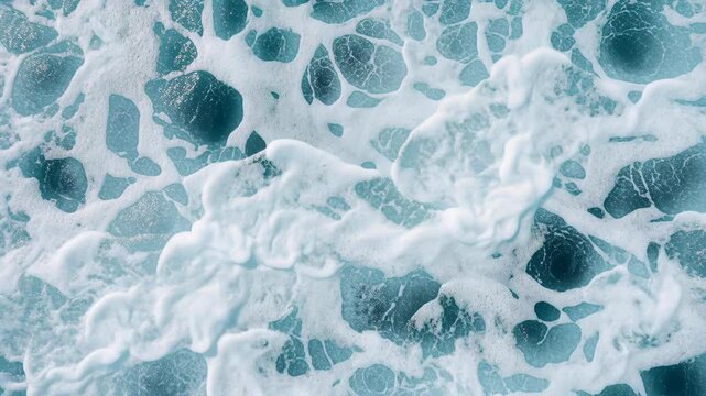 Ocean Foam Abstract: An aerial perspective unveils a captivating expanse of ocean foam, a mesmerizing dance of water and air, forming intricate patterns and textures that evoke a sense of tranquility.