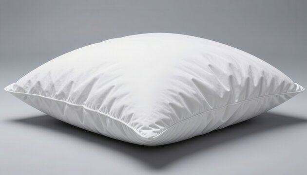 White memory foam pillow on neutral gray background, soft bedding texture for home decor and relaxation