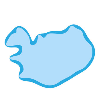 Iceland country silhouette. Vector map silhouette. Blue smooth shape like water drop or splash