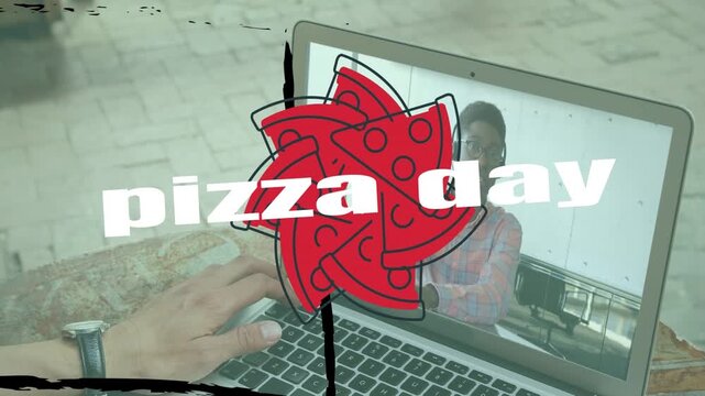 Animation of stay safe text over father and son at home