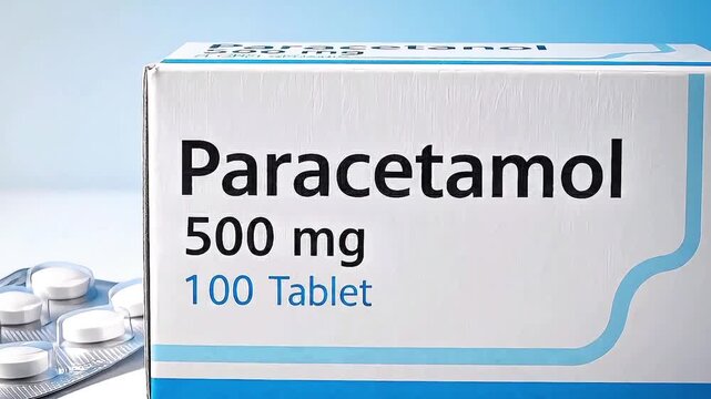 Paracetamol Medicine Box and Blister Pack of Tablets 