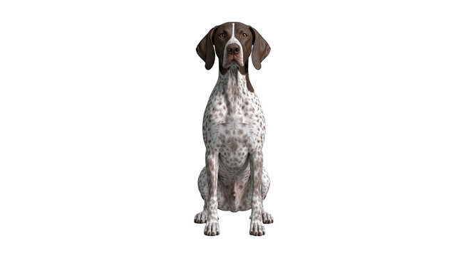 German Shorthaired Pointer dog sitting, front view
