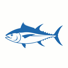 Obraz premium A blue tuna fish illustration, representing aquatic life and culinary possibilities. The tuna fish is shown in profile against a plain background, showcasing its form and features
