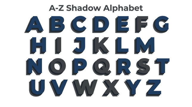 Alphabet letters with shadow effect. EPS Editable. Vector Illustrations.
