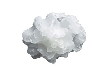 Naklejka premium Large irregular hailstone forming during a severe hailstorm, showing frozen layers and ice droplets, transparent background