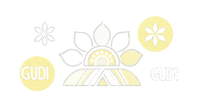 Sun logo with flower petals design. EPS Editable. Vector Illustrations.