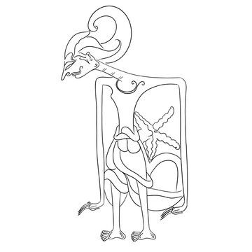 Arjuna puppet line art illustration