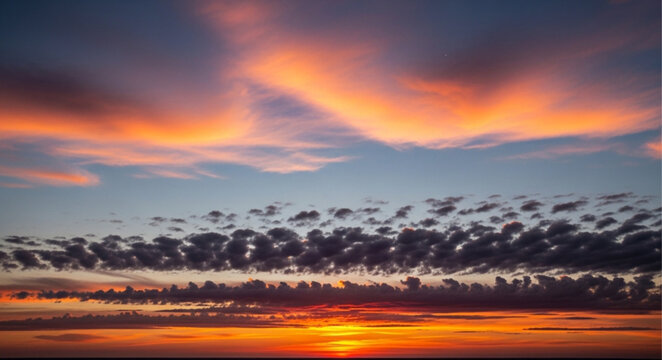 Vibrant Sunset Sky with Clouds.