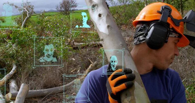 Network of digital icons against caucasian couple holding hands against grey background