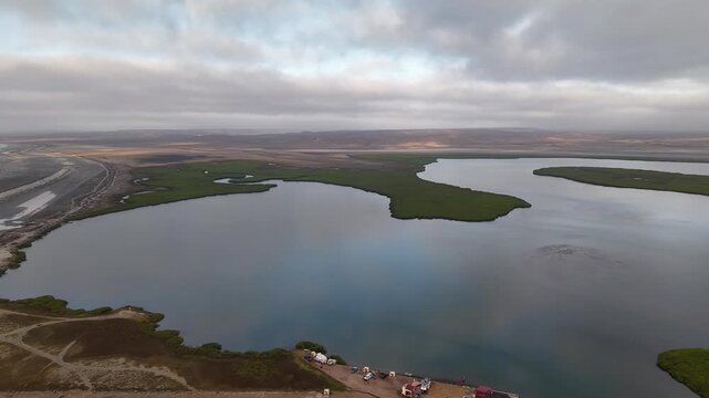 Estero Coyote Punta Abreojos Baja California Sur Mexico Coastal Lagoon Aerial 4K