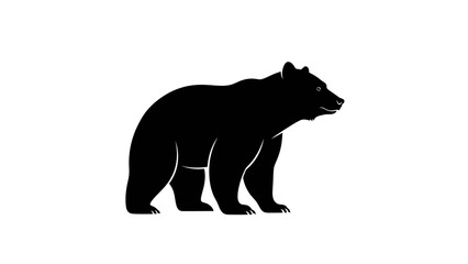 Obraz premium Black bear silhouette graphic illustration on white background