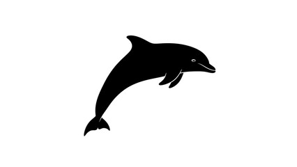 Naklejka premium black dolphin silhouette jumping out of water