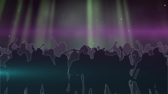 Animation of people dancing over light trails