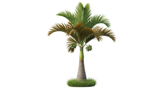Set of Areca catechu and Washingtonia filifera frontal isolated png on a transparent background perfectly cutout