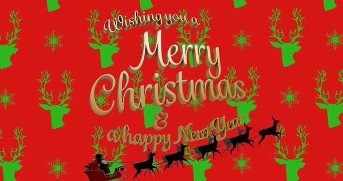 Animation of christmas greetings text over santa claus and christmas decorations