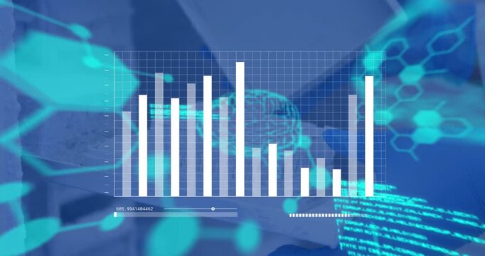 Animation of financial data processing over human brains