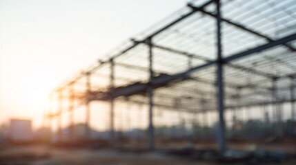Fototapeta premium erection. A steel frame structure in progress, capturing the essence of industrial development and modern construction. safety posters. 