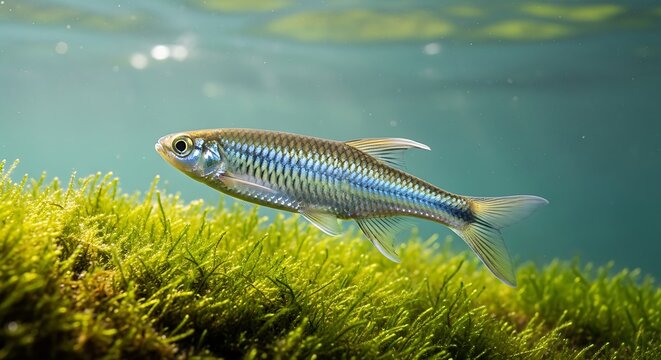 newly discovered freshwater fish moving slowly through aquatic moss
