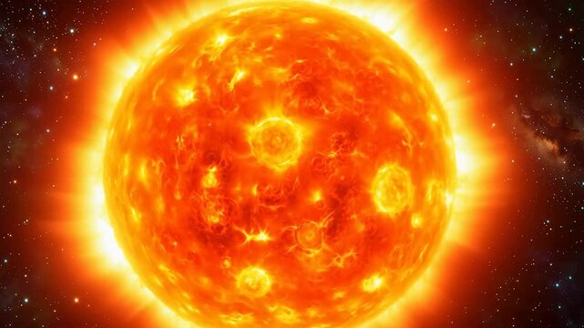 Vibrant sun with intense solar flares, a dynamic celestial body radiating light and heat in the endless cosmos