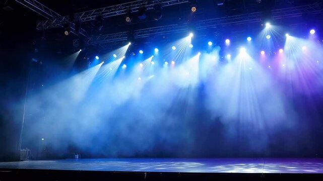Stage with lights and smoke