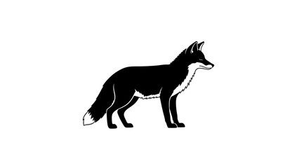 Fototapeta premium black fox standing in profile, vector illustration
