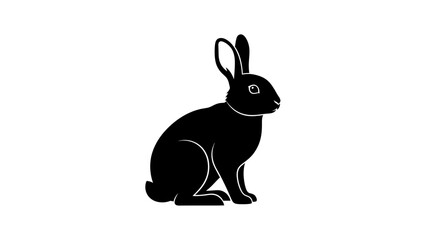 Obraz premium black silhouette of a sitting rabbit