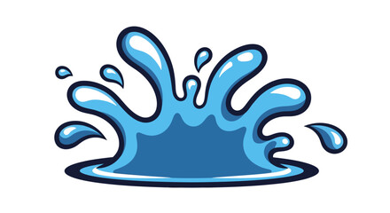 Fototapeta premium Water splash illustration, vector style graphic, for design, isolated on white, liquid element