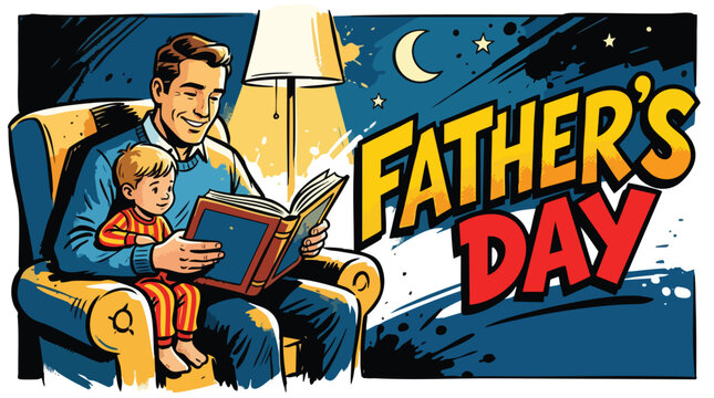 Father Reading Book to Child at Bedtime Warm Family Scene