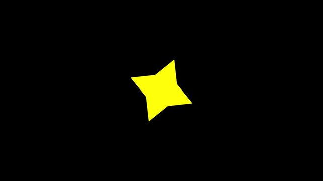 Minimalist yellow four-pointed star blinking and pulsing on a solid black background. Smooth motion graphic loop for overlays and UI design.