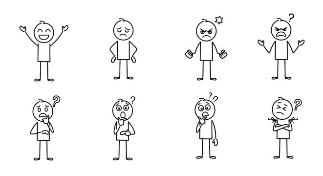 stick figure people with various expressions.