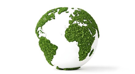 Obraz premium Planet Earth wrapped in lush green leaves symbolizing environmental protection and sustainability, clean minimal background, modern ecological concept for global awareness, high resolution 8K design.