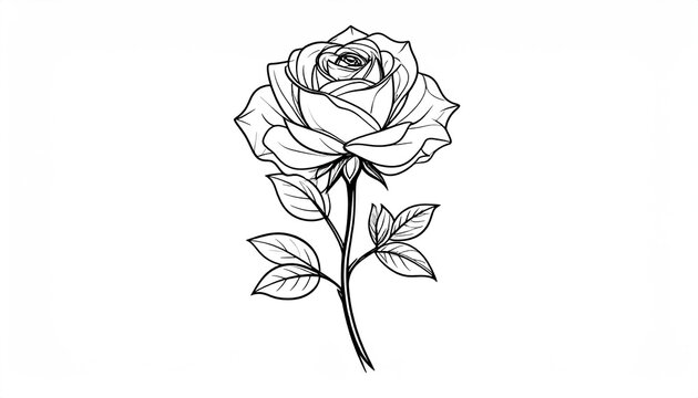 Line Art Drawing of a Single Rose