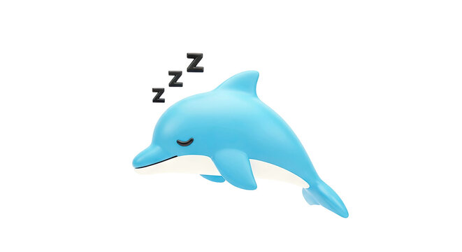 Cute 3D cartoon sleeping dolphin