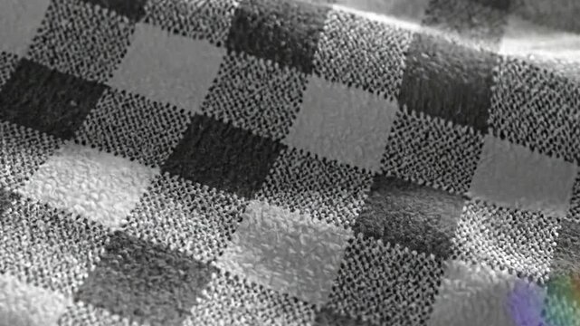 Black and white checkered fabric texture.