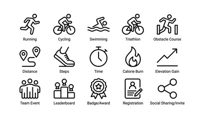 Fototapeta premium Illustrated fitness activities and performance tracking icons