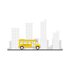 school bus illustration with city background © Azza