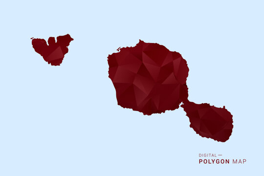 French Polynesia Map - Low poly polygon map in deep red gradient on light blue background, modern minimal geometric design, vector illustration with faceted triangulated style.
